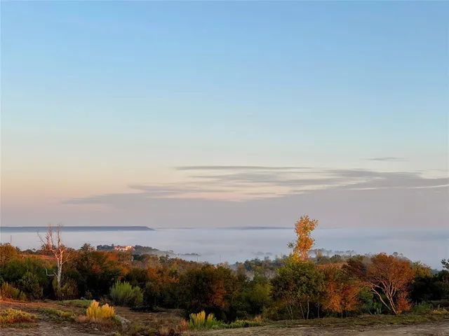 a view of an ocean and mountain view