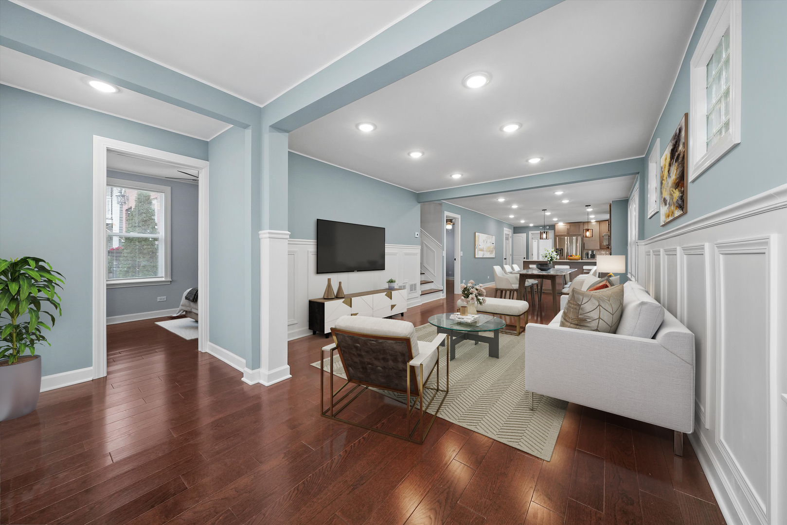 Undisclosed Address Chicago, IL 60656 - Photo 15 of 38 a living room with furniture and a flat screen tv