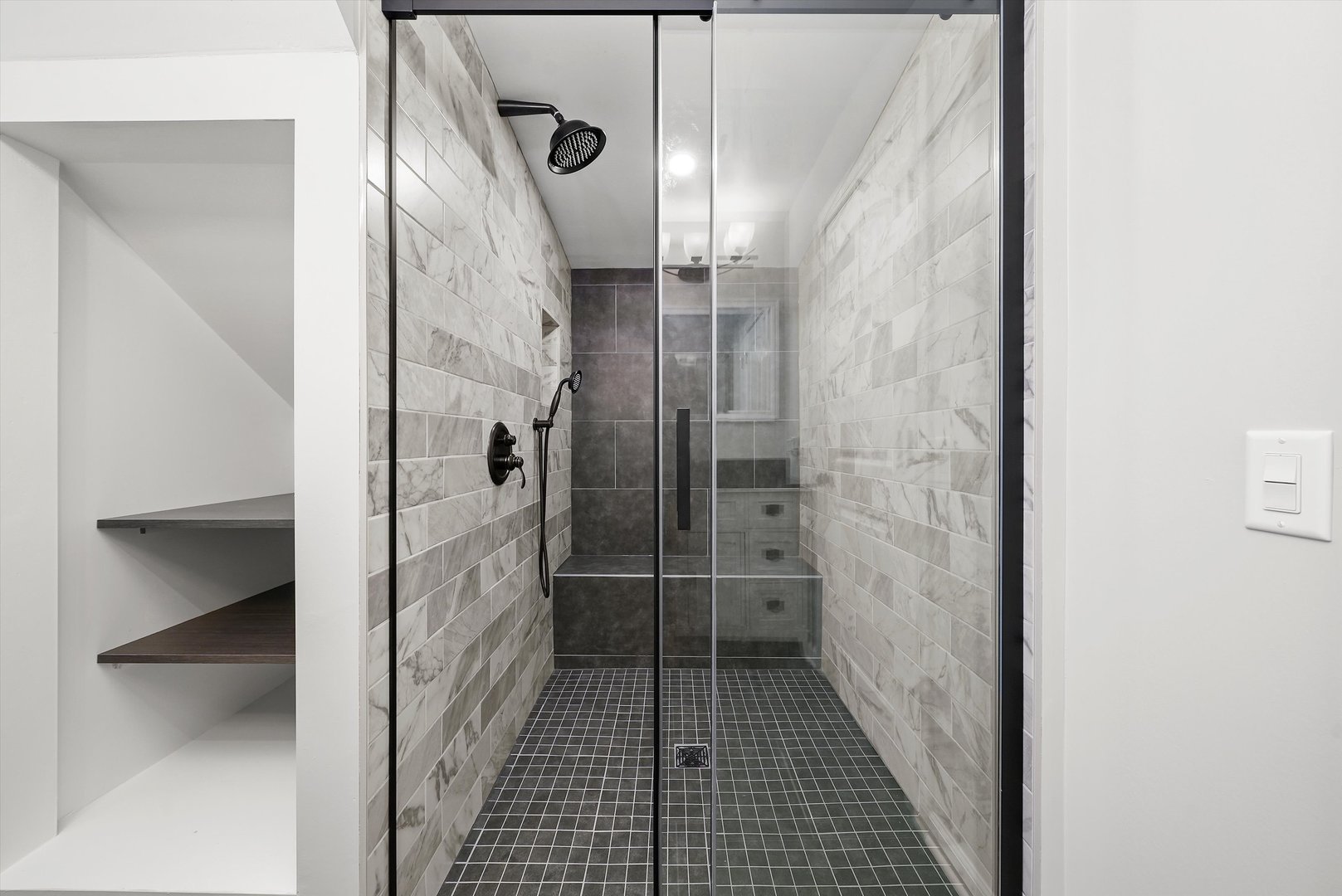 Undisclosed Address Chicago, IL 60656 - Photo 7 of 38 a bathroom with a glass shower door