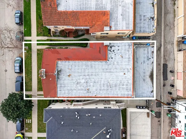 an aerial view of a house with balcony