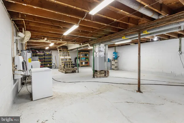 a view of parking garage with work space