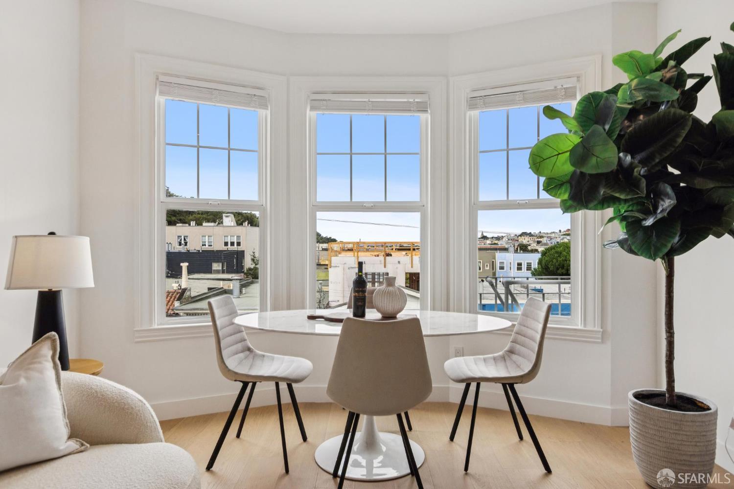 880 26th Avenue, Unit 3 San Francisco, CA 94121 - Photo 3 of 13 a living room with furniture a chandelier and a window