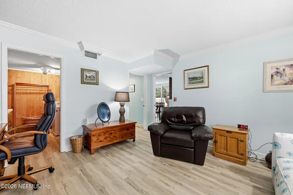 a living room with furniture