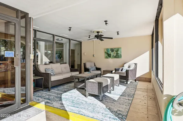 a living room with furniture