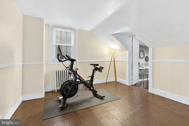 a view of a room with gym equipment