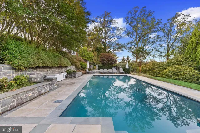 a view of a swimming pool with a patio