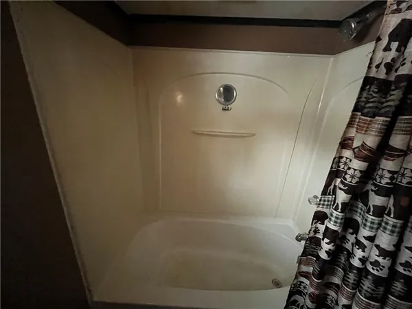 a bathroom with a bathtub