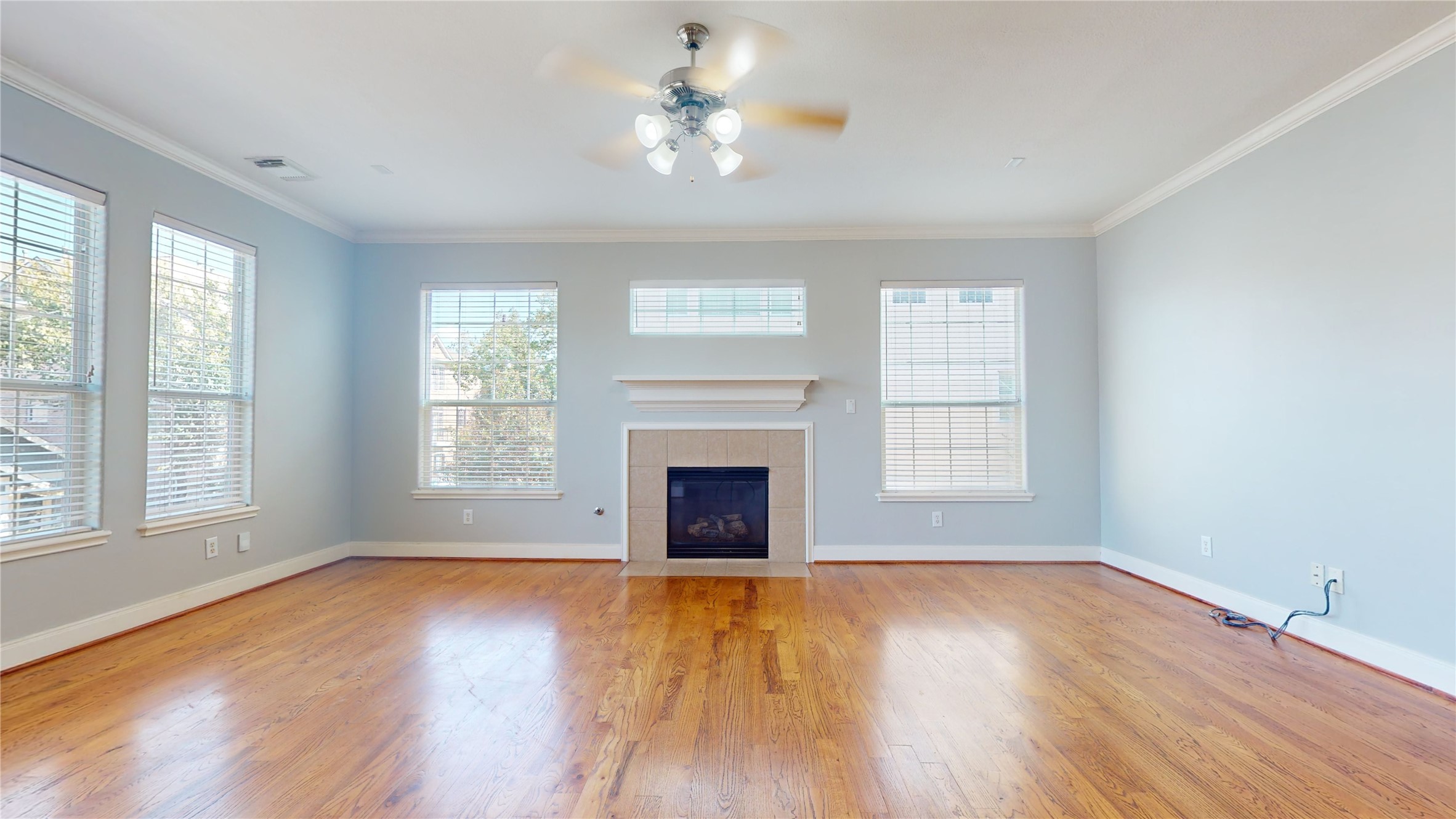 328 Malone Street Houston, TX 77007 - Photo 15 of 50 an empty room with windows fireplace and wooden floor