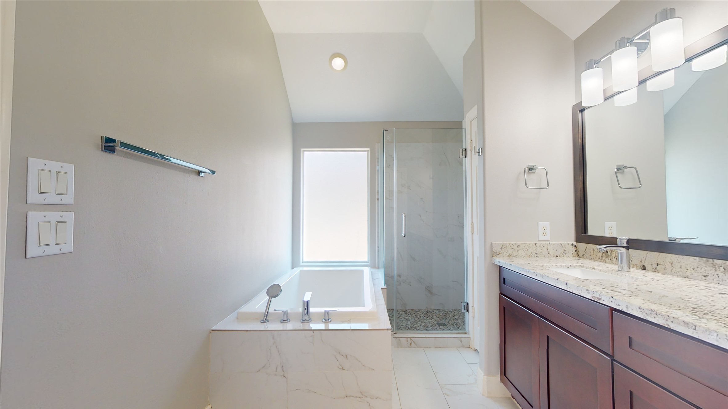 328 Malone Street Houston, TX 77007 - Photo 40 of 50 a bathroom with a granite countertop sink and a mirror