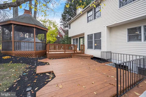 a porch with seating space