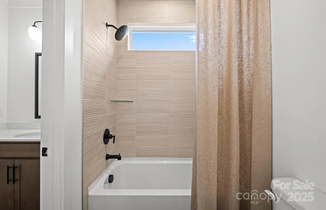 a bathroom with a bathtub