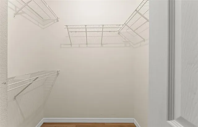 a view of small space with racks on the wall