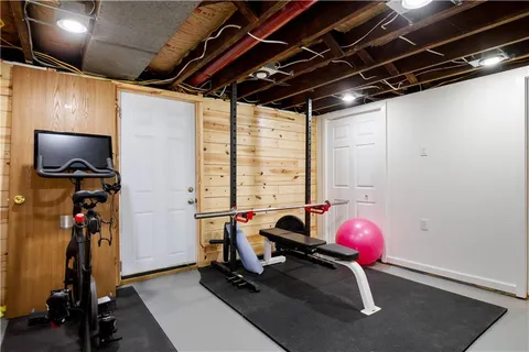 a view of a room with gym equipment