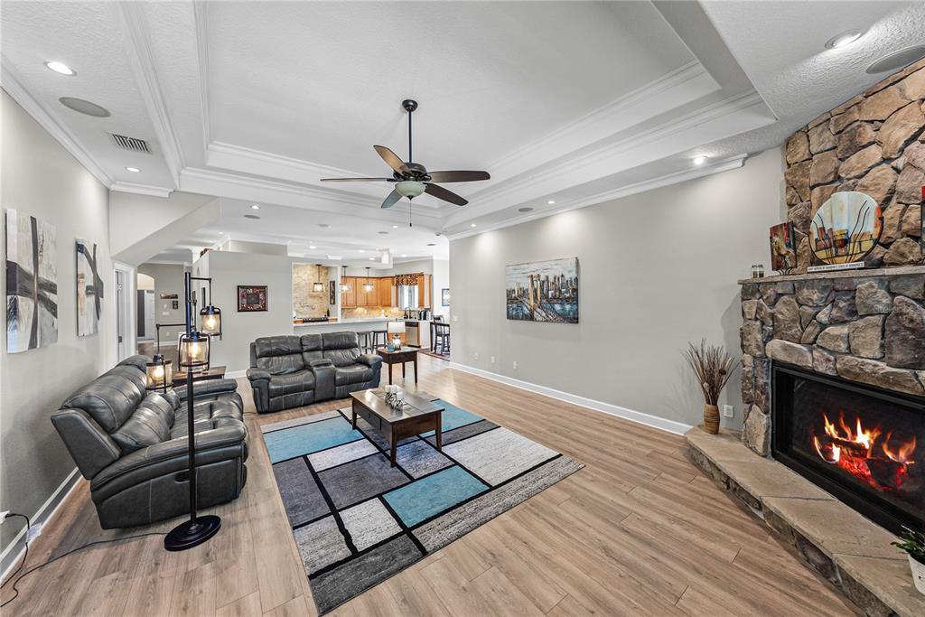 27154 Raven Brook Road Wesley Chapel, FL 33544 - Photo 11 of 65 a living room with furniture and a fireplace