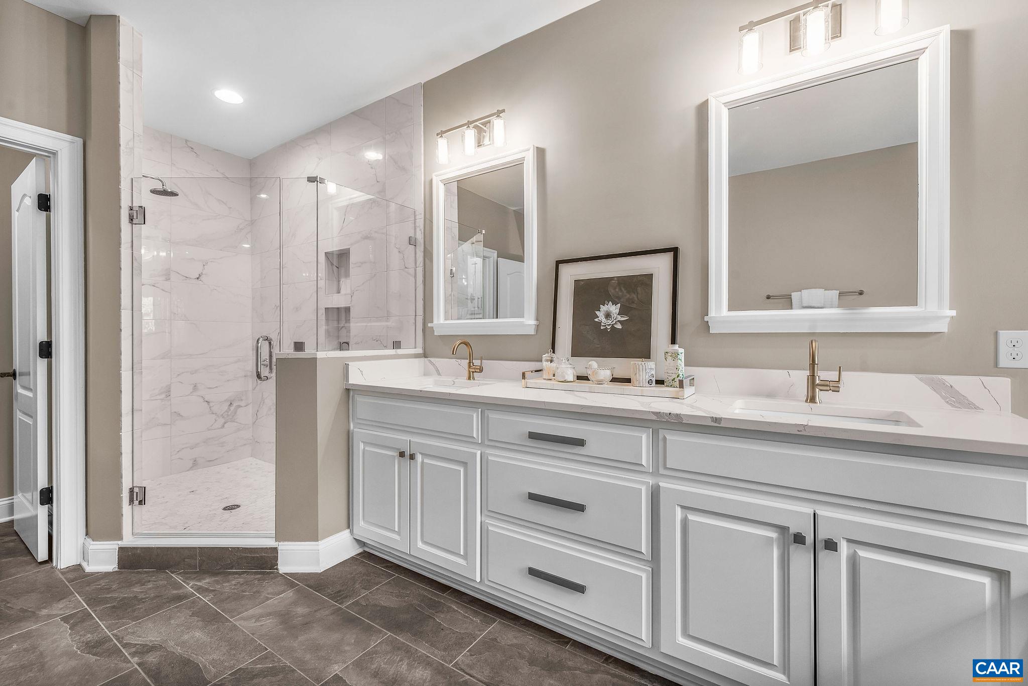 2556 Summit Ridge Trail Charlottesville, VA 22911 - Photo 55 of 75 a bathroom with a granite countertop sink mirror and double