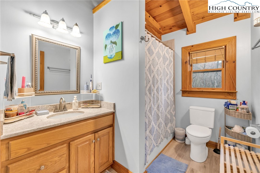 632 Big Tree Road West Jefferson, NC 28694 - Photo 32 of 48 a bathroom with a toilet sink and mirror
