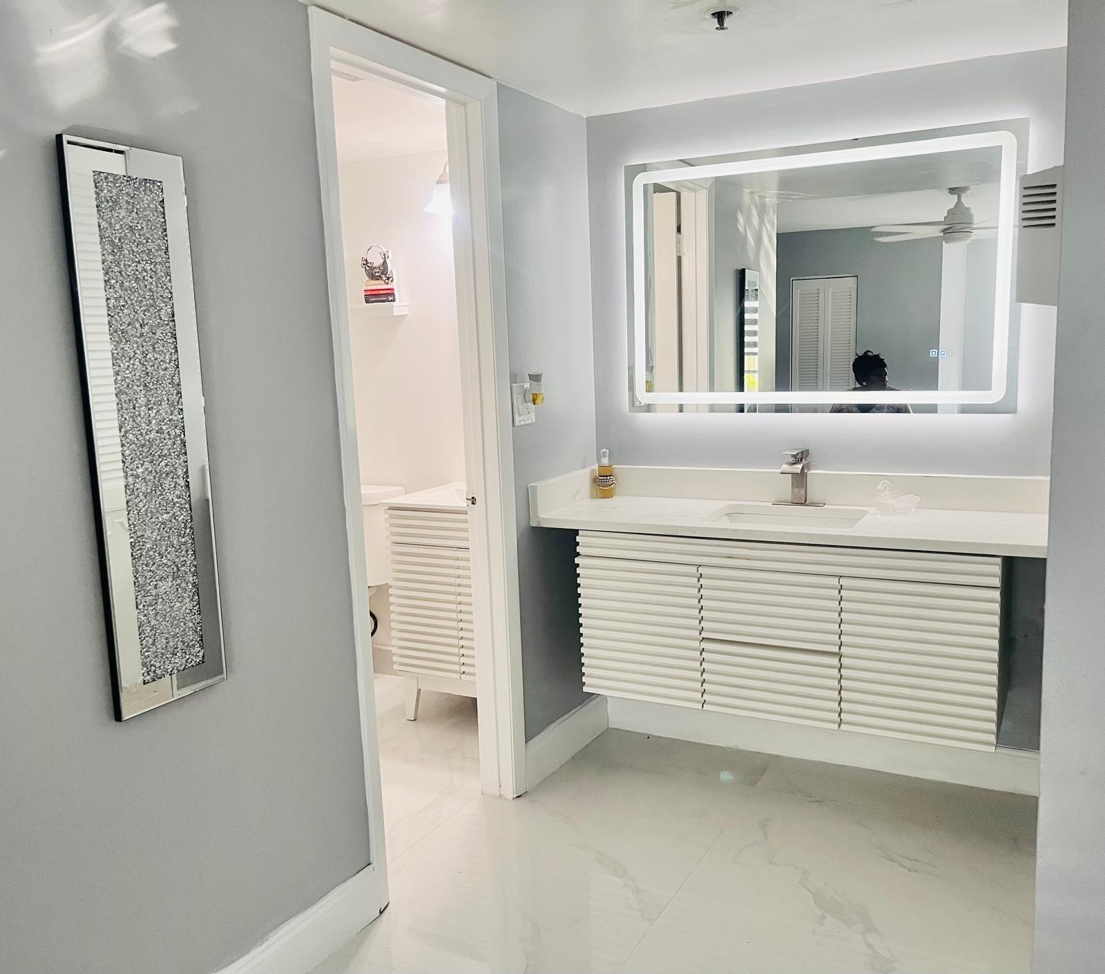 3910 Inverrary Boulevard, Unit 203B Lauderhill, FL 33319 - Photo 31 of 61 a bathroom with a sink and a mirror