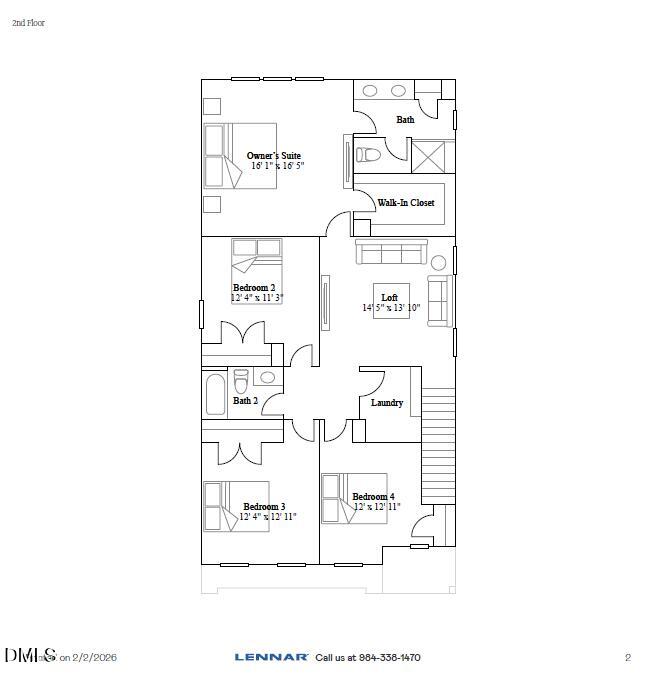 1013 Red Finch Way Angier, NC 27526 - Photo 36 of 36 Second Floor-Plan-Spencer-1013 red finch
