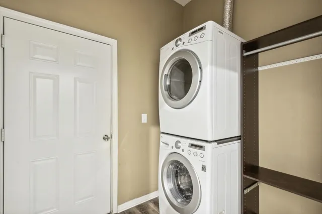 a utility room with dryer and washer