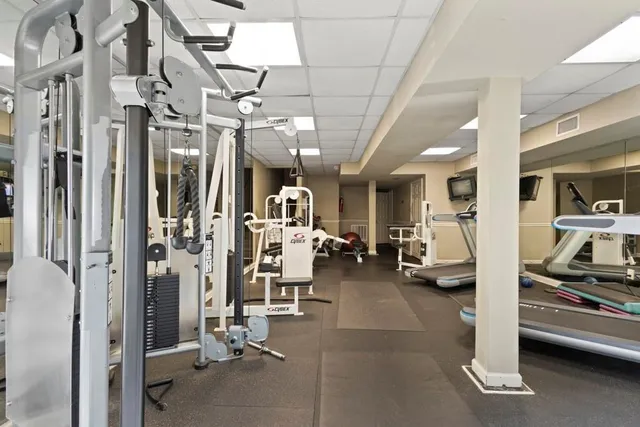 a view of a room with gym equipment