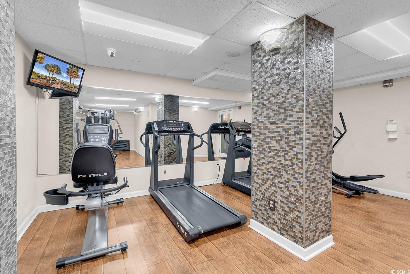 1202 North Ocean Boulevard, Unit 310 Myrtle Beach, SC 29577 - Photo 19 of 29 Workout room featuring a drop ceiling