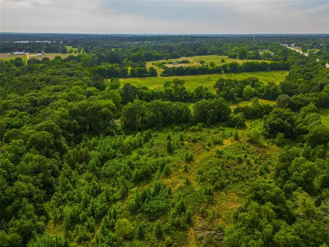 an aerial view of a houses with a yard