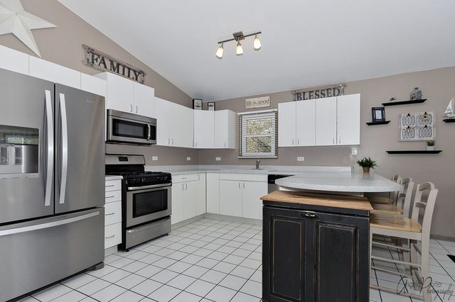 28451 Valley Road Ingleside, IL 60041 - Photo 5 of 21 a kitchen with stainless steel appliances granite countertop a stove top oven a sink dishwasher and a refrigerator