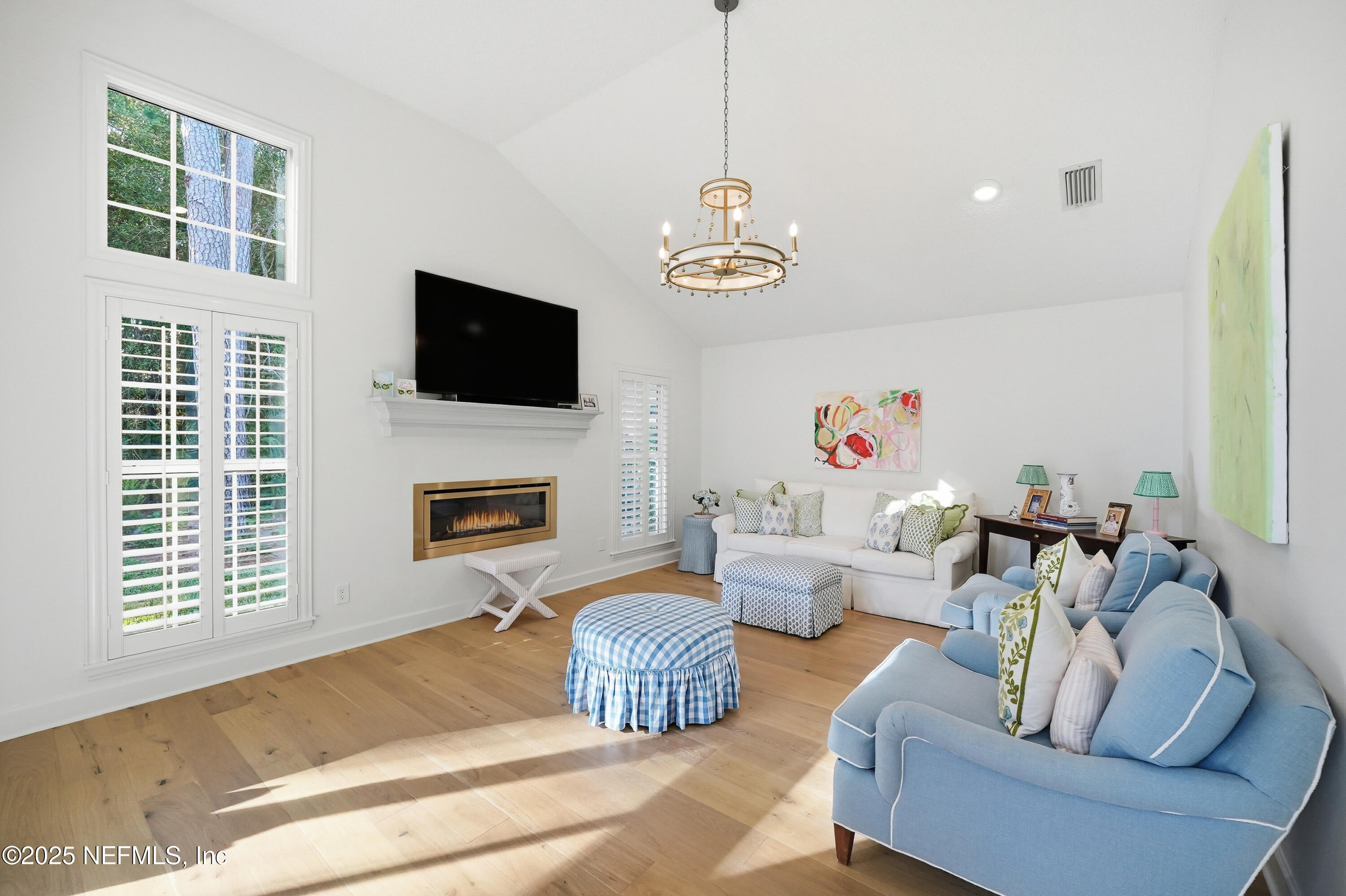 1202 Salt Creek Pointe Way Ponte Vedra Beach, FL 32082 - Photo 13 of 77 a living room with furniture a flat screen tv and a fireplace