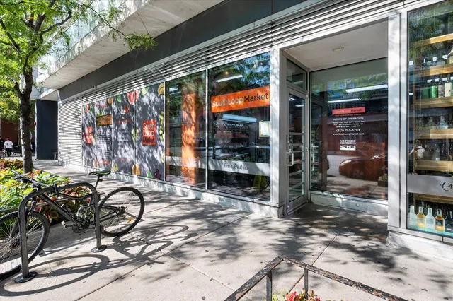 a view of a park with a large trees