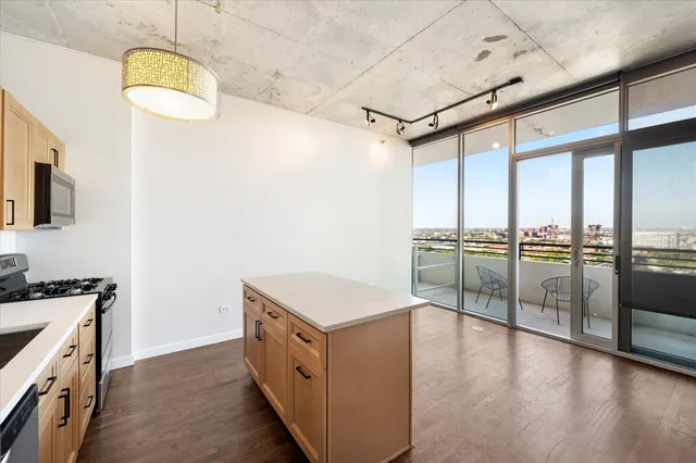 a view of a kitchen with a stove