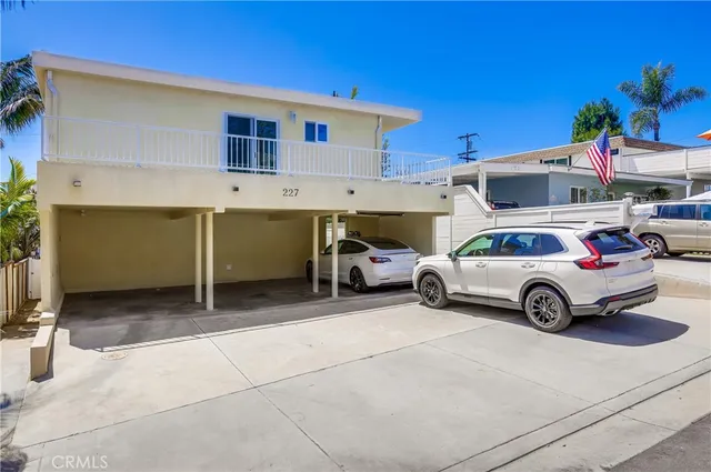 a car parked in front of a house