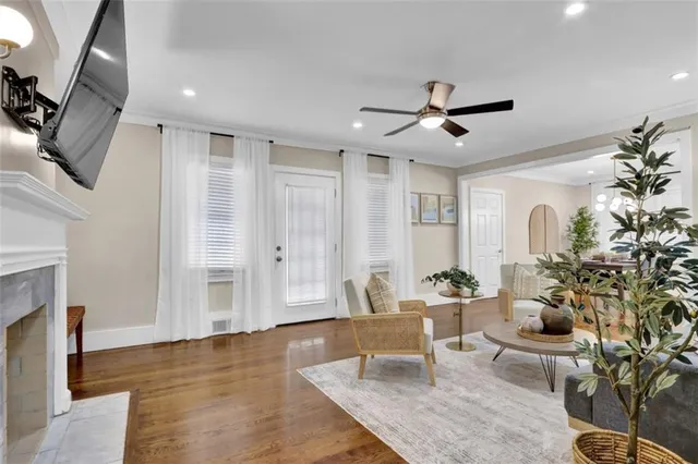 a living room with furniture