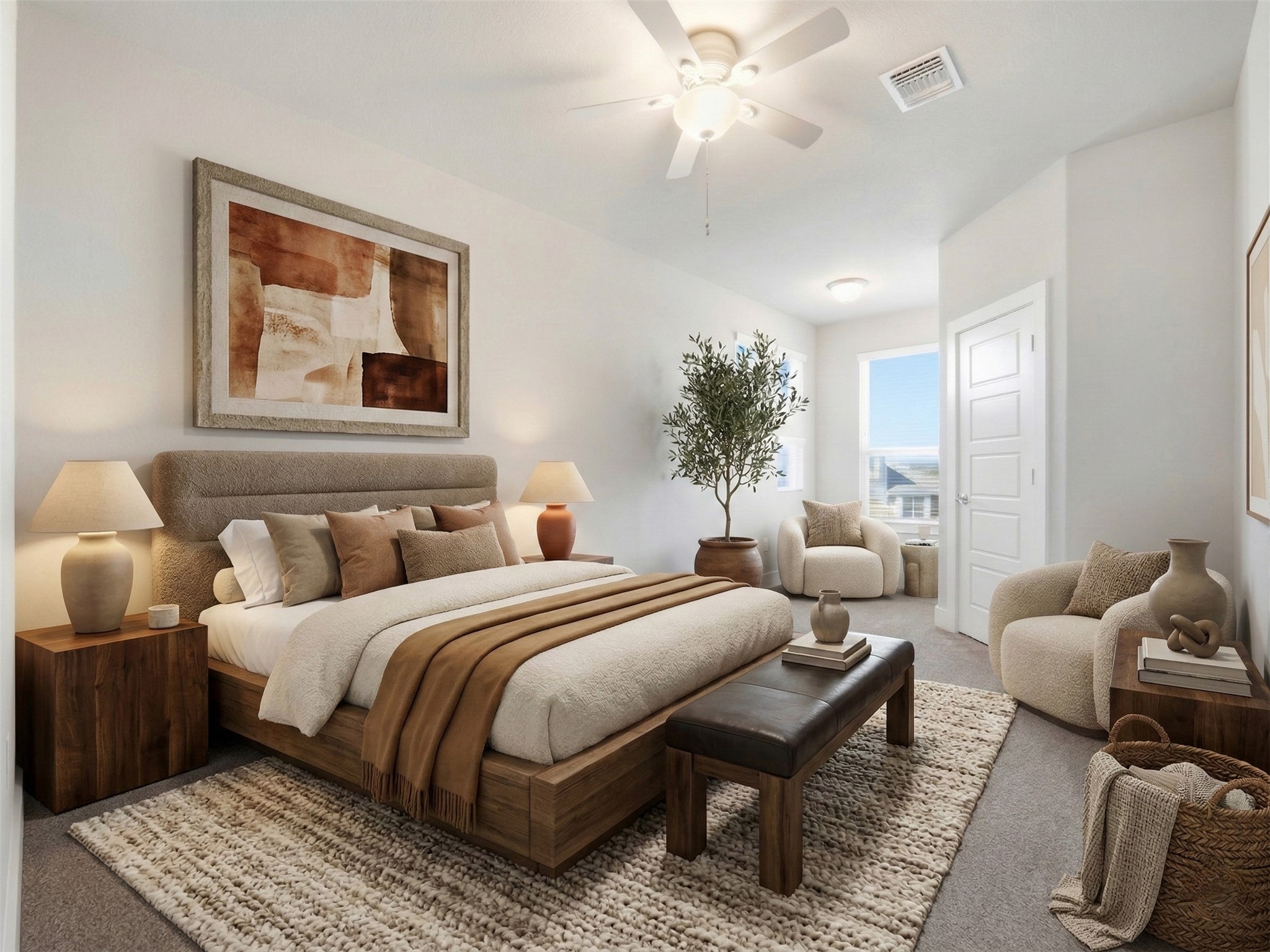 6916 Cardinal Bloom Loop Austin, TX 78744 - Photo 17 of 37 a bedroom with a bed and ceiling fan