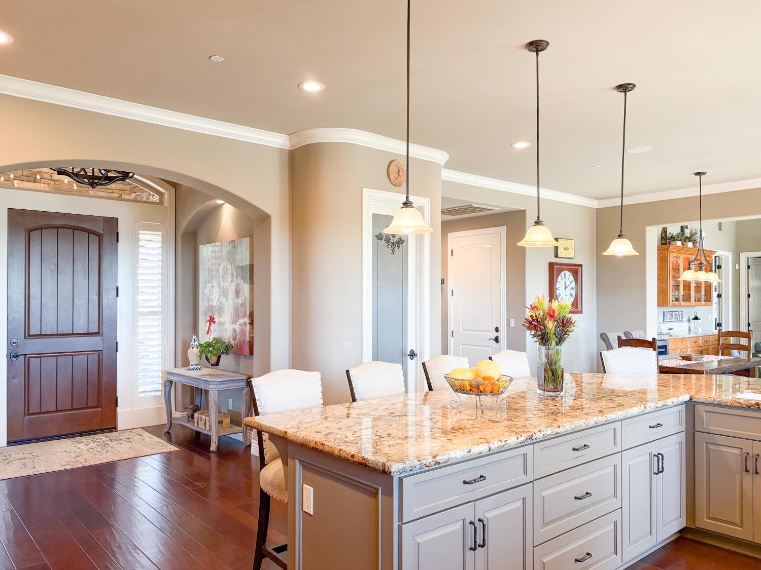 2920 Martel Creek Road Rescue, CA 95672 - Photo 5 of 69 a bathroom with a granite countertop sink and a large mirror