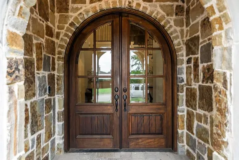 a view of wooden door