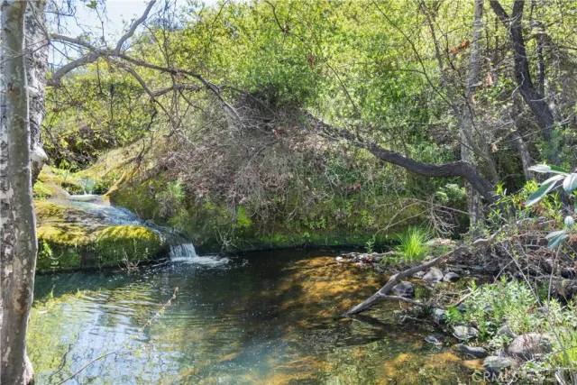 a view of lake with green space