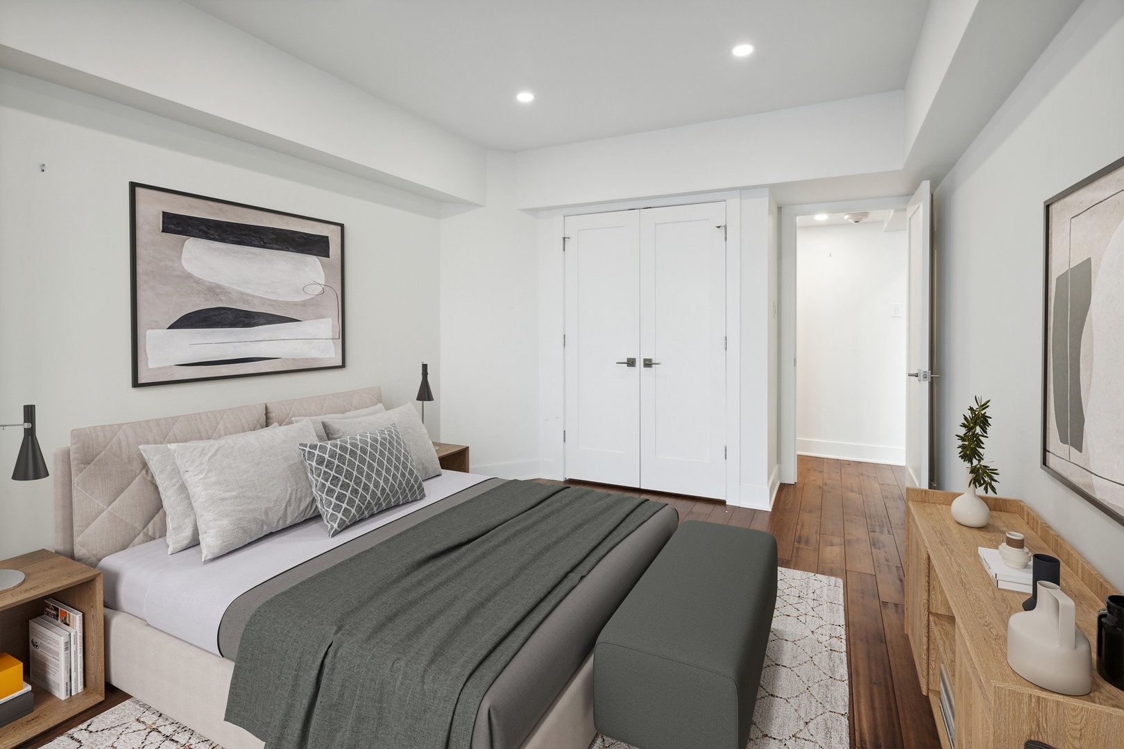 175 East Delaware Place, Unit 7204 Chicago, IL 60611 - Photo 11 of 30 a bedroom with a bed and a painting on the wall