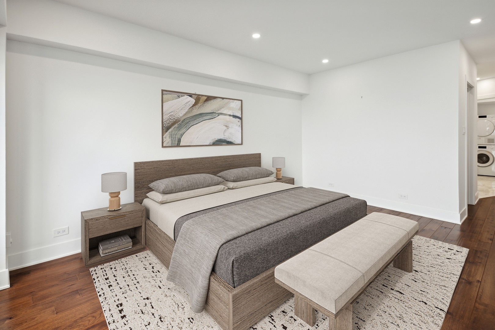 175 East Delaware Place, Unit 7204 Chicago, IL 60611 - Photo 13 of 30 a bedroom with a bed and a painting on the wall