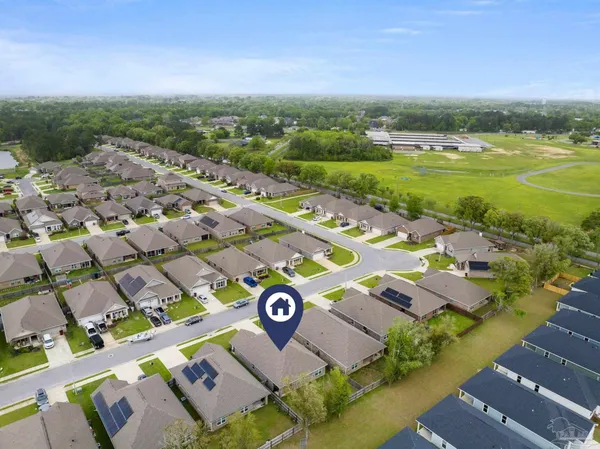 an aerial view of multiple house