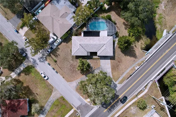 an aerial view of a house