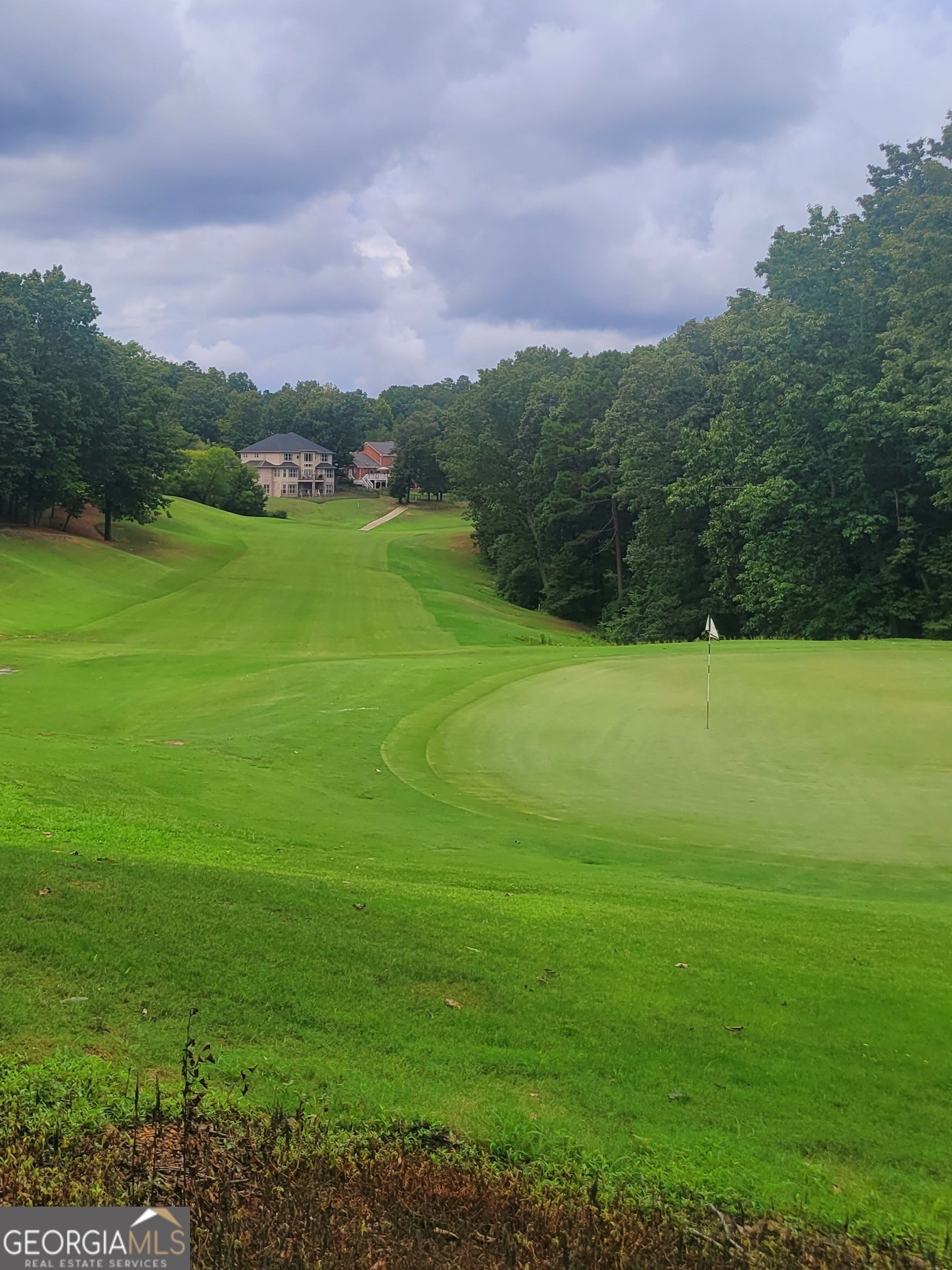 a view of a green field with clear sky
