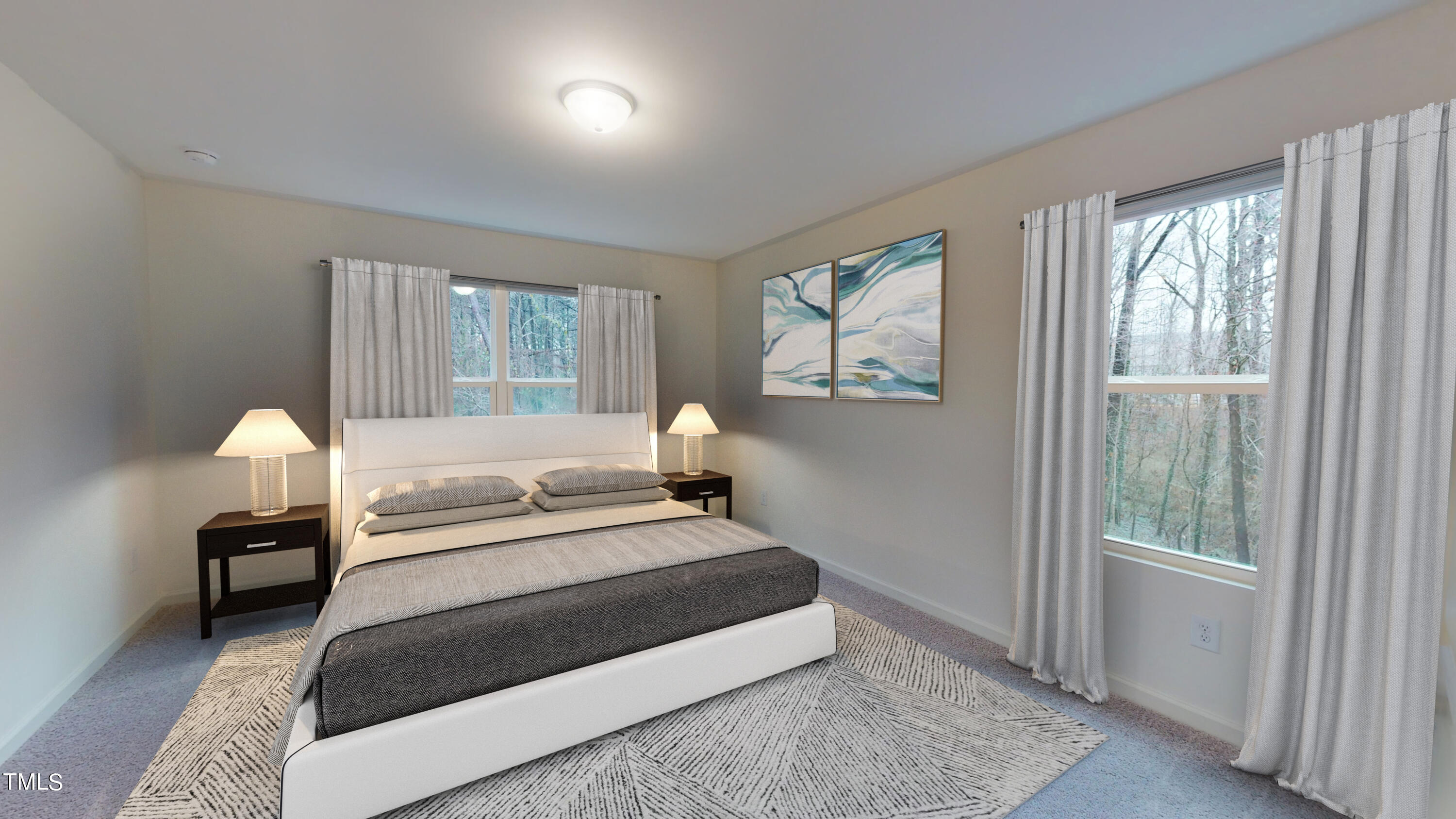 2014 Trailside Drive Durham, NC 27704 - Photo 9 of 9 a bedroom with a bed lamp and a large window