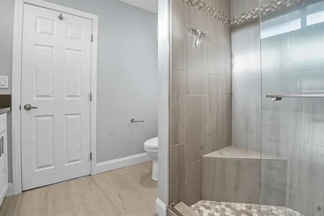 a bathroom with a shower