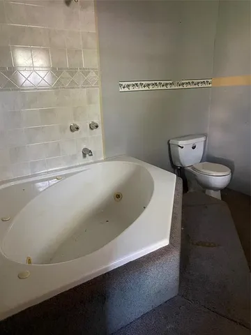 a bathroom with a bathtub
