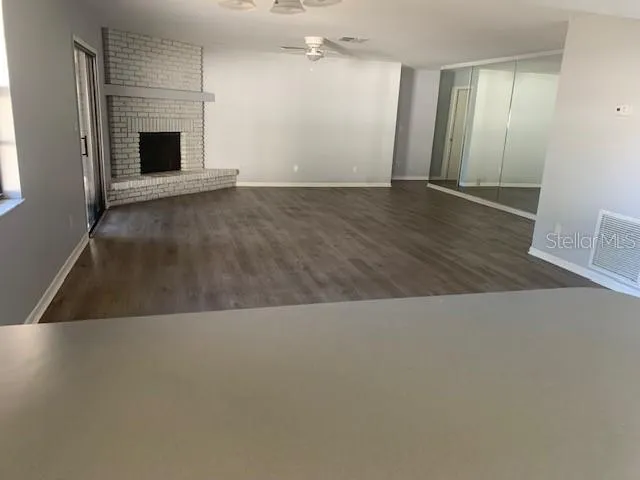 an empty room with windows