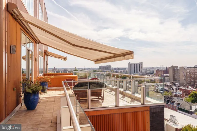 a view of a building from a balcony