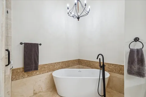 a bathroom with a bathtub
