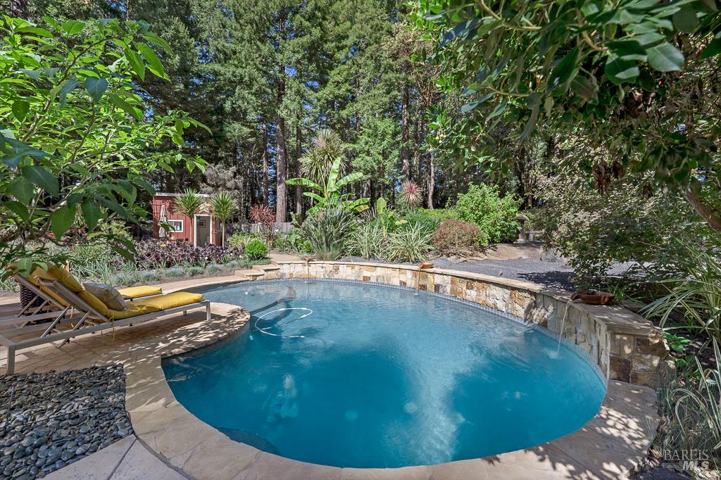 17600 Willow Creek Road Occidental, CA 95465 - Photo 47 of 79 Pool has water features pouring into it!
