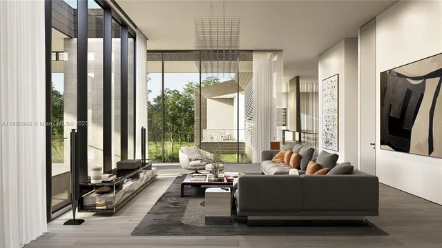 a view of a balcony with couch and wooden floor