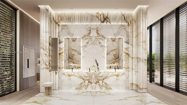 a bathroom with a bathtub and shower